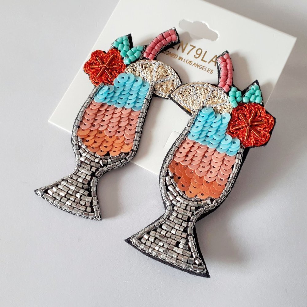 NWOT Ten79LA cocktail beaded & sequin earrings